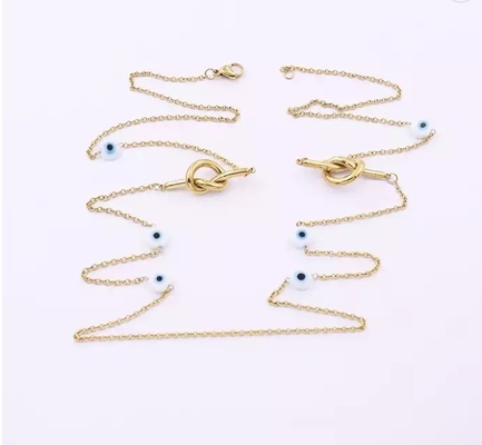 Collane lunghe di moda in acciaio inossidabile Collane d'oro impilate con bulbo oculare blu