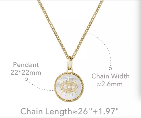 Collana di acciaio inossidabile dell'oro della collana 18K del pendente del cristallo di rocca dell'occhio dei diavoli di lusso