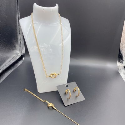 Alto polacco Nuovo oro colore orecchini in acciaio inossidabile, collana, braccialetti set per la signora