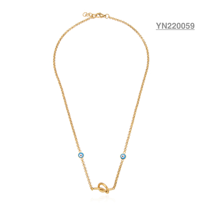ODM Luxury Brand Double Blue Eye Collana impilabile in oro in acciaio inossidabile