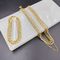 Nuovo arrivo di tendenza High Polish Nuovo oro colore in acciaio inossidabile orecchino, collana, braccialetto set per donna