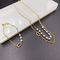 Nuovo arrivo di tendenza perla doppia linea Nuovo oro colore orecchino in acciaio inossidabile, collana, braccialetto set per la signora