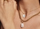 Collana con ciondolo di perle a forma di gioielli con conchiglia in acciaio inossidabile Saya
