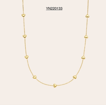 Collana di fidanzamento con ciondolo a forma di cuore 3d con catena in acciaio inossidabile placcato oro