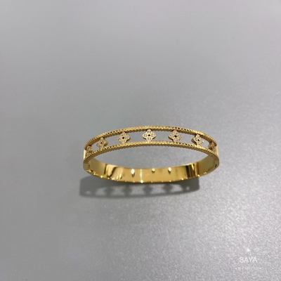 L'oro di signora Stainless Steel Bangle ha scavato il caleidoscopio intarsiato con Diamond Bracelet