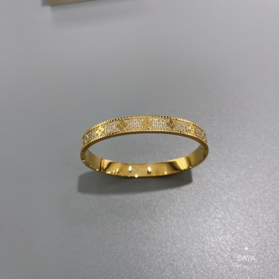 braccialetto di versione dell'esercitazione completa del caleidoscopio del braccialetto di acciaio inossidabile dell'oro 18K ampio