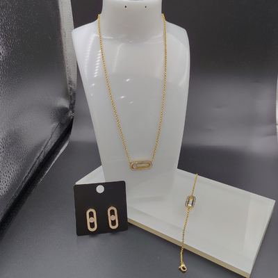 Nuovo orecchino in acciaio inossidabile in colore oro, collana, braccialetto con guscio per donna