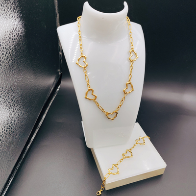 Moderno High Polish Nuovo Oro Colore Acciaio Inossidabile Orecchino, Collare, Braccialetto Set Per Donna