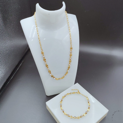 Nuovo arrivo di tendenza High Polish Nuovo colore oro orecchini in acciaio inossidabile, collana, bracciale set con circo per donna