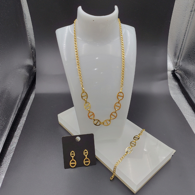 Alto polacco Nuovo oro colore orecchini in acciaio inossidabile, collana, braccialetti set per la signora