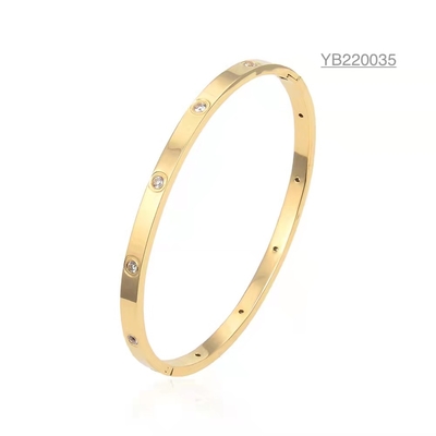 Bling Diamonds Light Luxury Gold Bangle Design indipendente SS316l Bracciale in oro