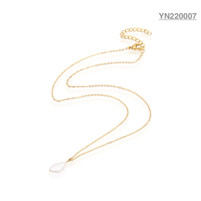 Collana con ciondolo di perle a forma barocca 40 cm Collane in acciaio inossidabile dorato