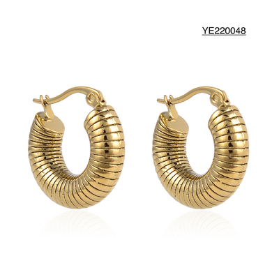 Orecchini versatili semplici in oro in acciaio inossidabile Orecchini a bottone a spirale tonda spessi per le donne