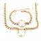 Set di gioielli in acciaio inossidabile K Gold Lush semplice braccialetto a catena intarsiato bianco fritillary
