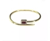 Braccialetto rosso di lusso di acciaio inossidabile dell'oro di Ruby Diamond Studded Nail Bracelet 24k