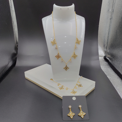 Il più recente orecchino in acciaio inossidabile, collana, braccialetto, set di pietre per donna, brillante.