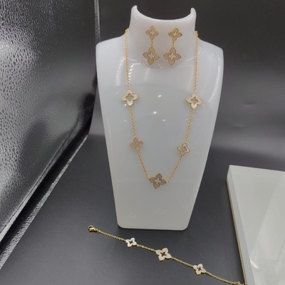 Nuovo orecchino in acciaio inossidabile in colore oro, collana, braccialetto con guscio per donna