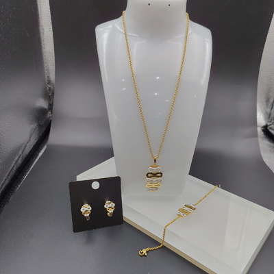 Nuovo orecchino in acciaio inossidabile, collana, braccialetto con pietra per donna.