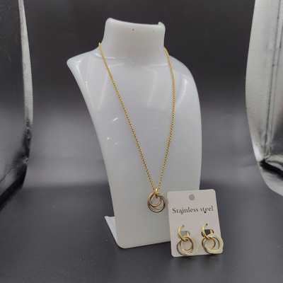 Nuovo orecchino in acciaio inossidabile, collana, braccialetto con pietra per donna.