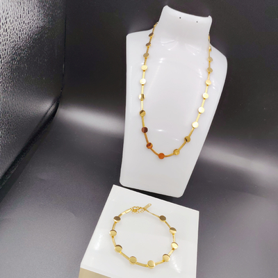 Nuovo arrivo di tendenza High Polish Nuovo oro colore in acciaio inossidabile orecchino, collana, braccialetto set per donna