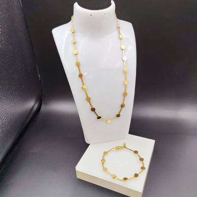 Nuovo arrivo di tendenza High Polish Nuovo oro colore in acciaio inossidabile orecchino, collana, braccialetto set per donna