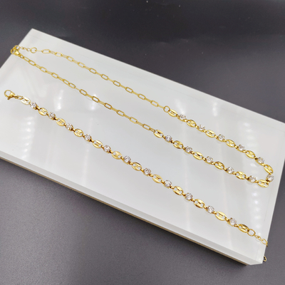 Nuovo arrivo di tendenza High Polish Nuovo colore oro orecchini in acciaio inossidabile, collana, bracciale set con circo per donna