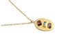 Trendy 14k CZ gioielli in oro tricolore collana ciondolo tag pietra preziosa