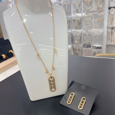 Orecchino in acciaio inossidabile, collana, braccialetto per donna con pietra