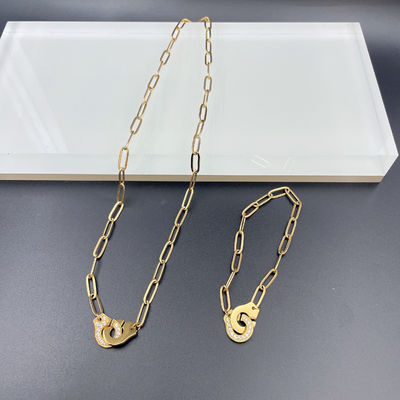 Nuovo orecchino in acciaio inossidabile in colore oro, collana, braccialetto con Cnc Cz per donna
