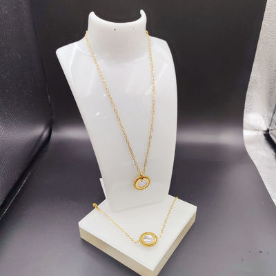 Nuovo arrivo di tendenza High Polish Nuovo colore oro orecchino in acciaio inossidabile, collana, braccialetto set con guscio per donna