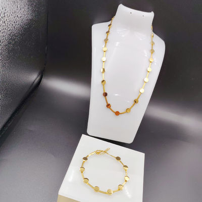 Nuovo arrivo di tendenza High Polish Nuovo oro colore in acciaio inossidabile orecchino, collana, braccialetto set per donna
