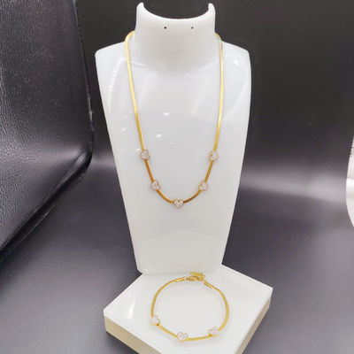 Nuovo arrivo di tendenza High Polish Nuovo oro colore in acciaio inossidabile orecchino, collana, braccialetto set per donna