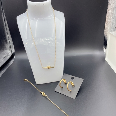 Alto polacco Nuovo oro colore orecchini in acciaio inossidabile, collana, braccialetti set per la signora