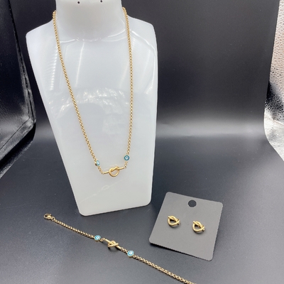 Alto polacco Nuovo oro colore orecchini in acciaio inossidabile, collana, braccialetti set per la signora