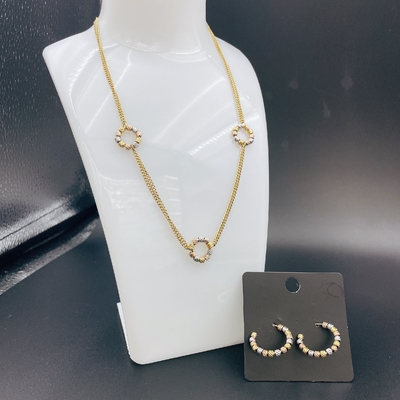 Alto polacco Nuovo oro colore orecchini in acciaio inossidabile, collana, braccialetti set per la signora