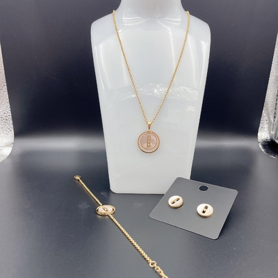 Alto polacco Nuovo oro colore orecchini in acciaio inossidabile, collana, braccialetti set per la signora