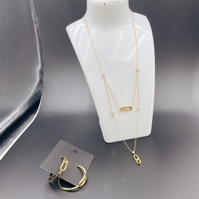 Alto polacco Nuovo oro colore orecchini in acciaio inossidabile, collana, braccialetti set per la signora