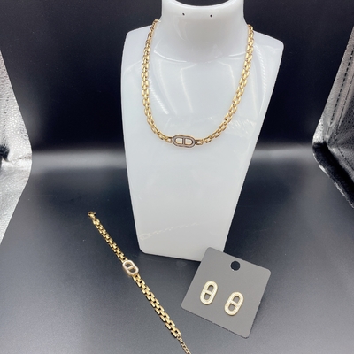 Alto polacco Nuovo oro colore orecchini in acciaio inossidabile, collana, braccialetti set per la signora
