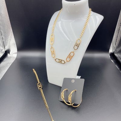Alto polacco Nuovo oro colore orecchini in acciaio inossidabile, collana, braccialetti set per la signora