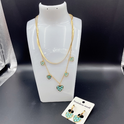 Fiori High Polish Nuovo colore oro orecchino in acciaio inossidabile, collana, braccialetto per donna